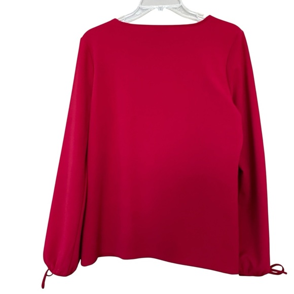 Talbots Vibrant Red Jersey Blouse with Tie Sleeves, Medium - Picture 5 of 8